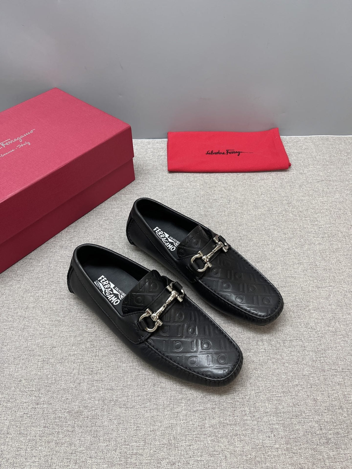 Ferragamo Men's Black Bit Driving Loafers