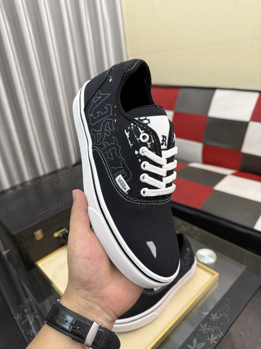 Vans Black Graphic Low-Top Sneakers - White Rubber Sole