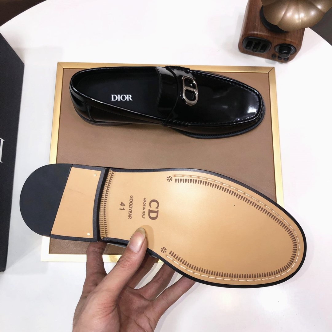 Dior Black Buckle Loafers - Black Polished Finish