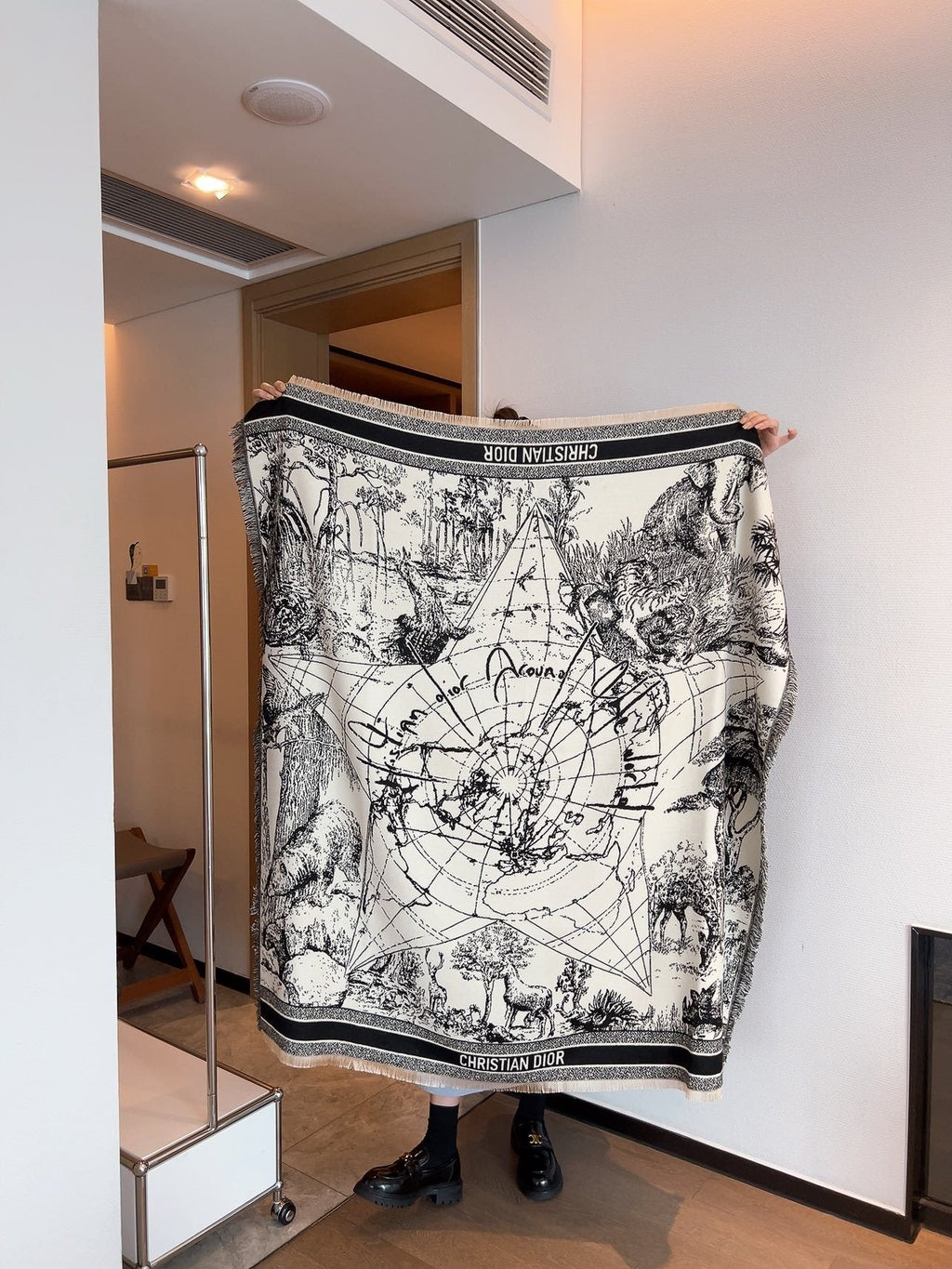 Dior Ivory and Black Toile Shawl