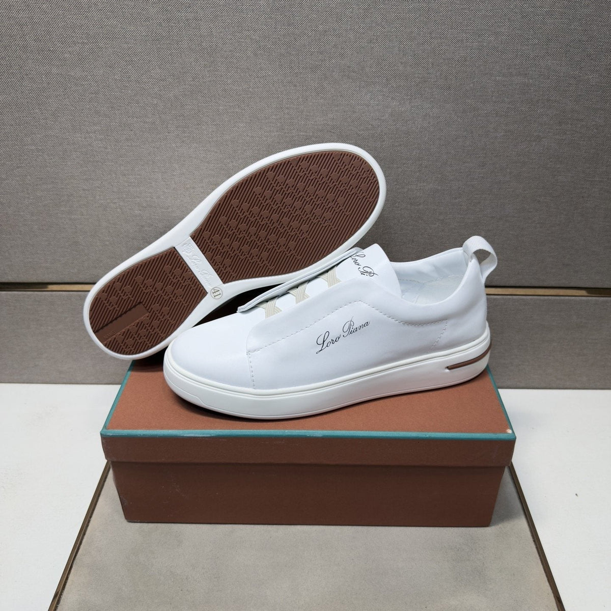 Loro Piana White Band-Detail Low-Top Sneakers