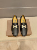 Hermès Black H-Accent Slip-On Loafers