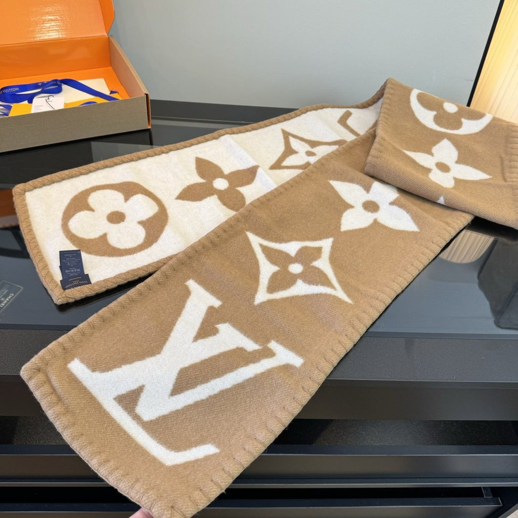 Louis Vuitton Tan & Cream Monogram Scarf