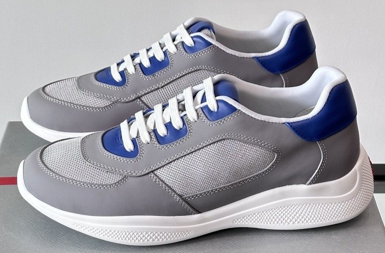 Prada Men's Low-Top Leather Sneakers - Rounded Toe