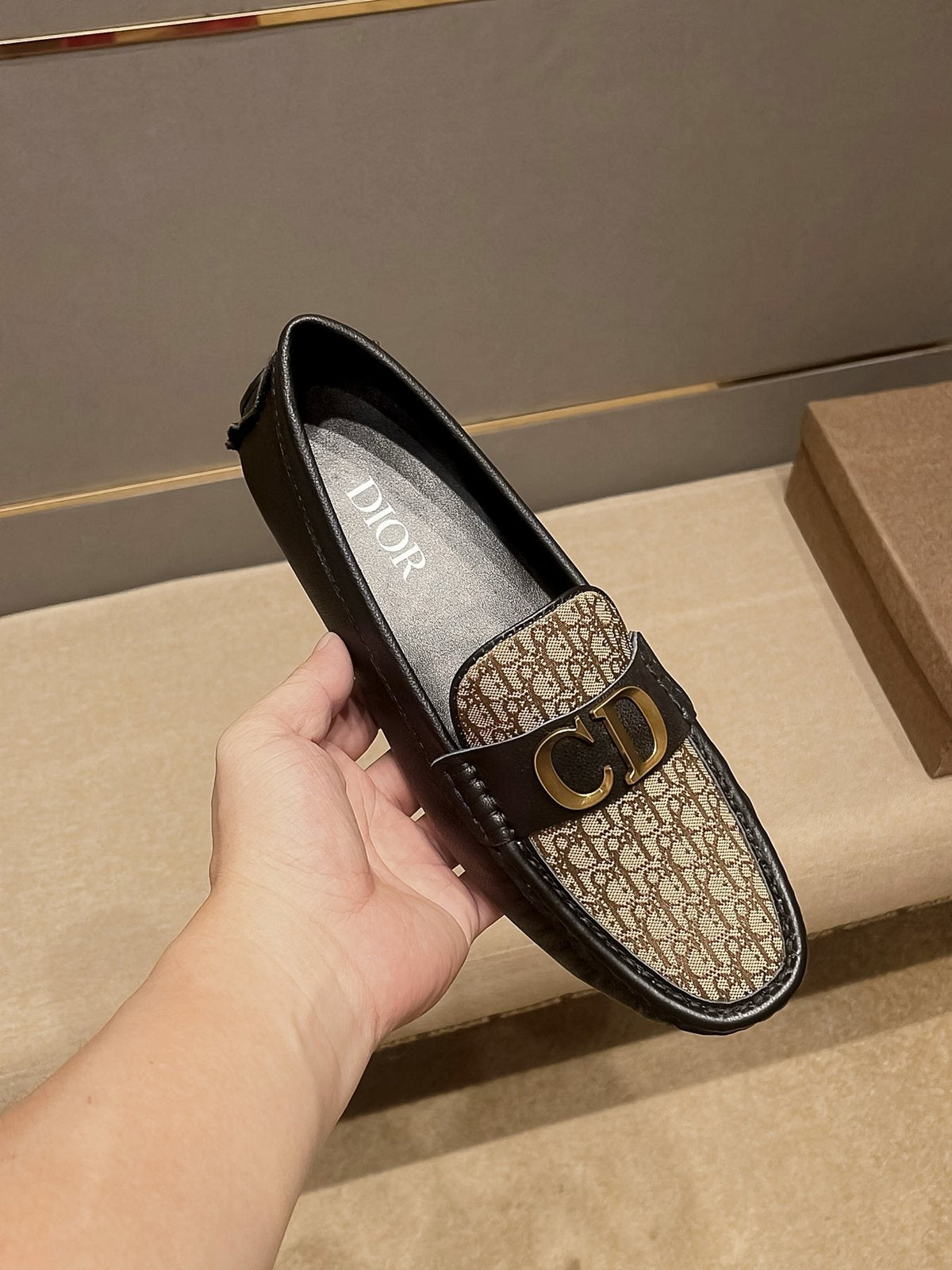 Dior Men's Patterned Vamp Buckle Loafers