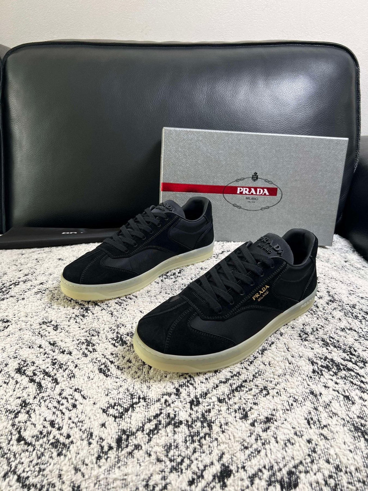 Prada Off-White Beige Low-Top Sneakers