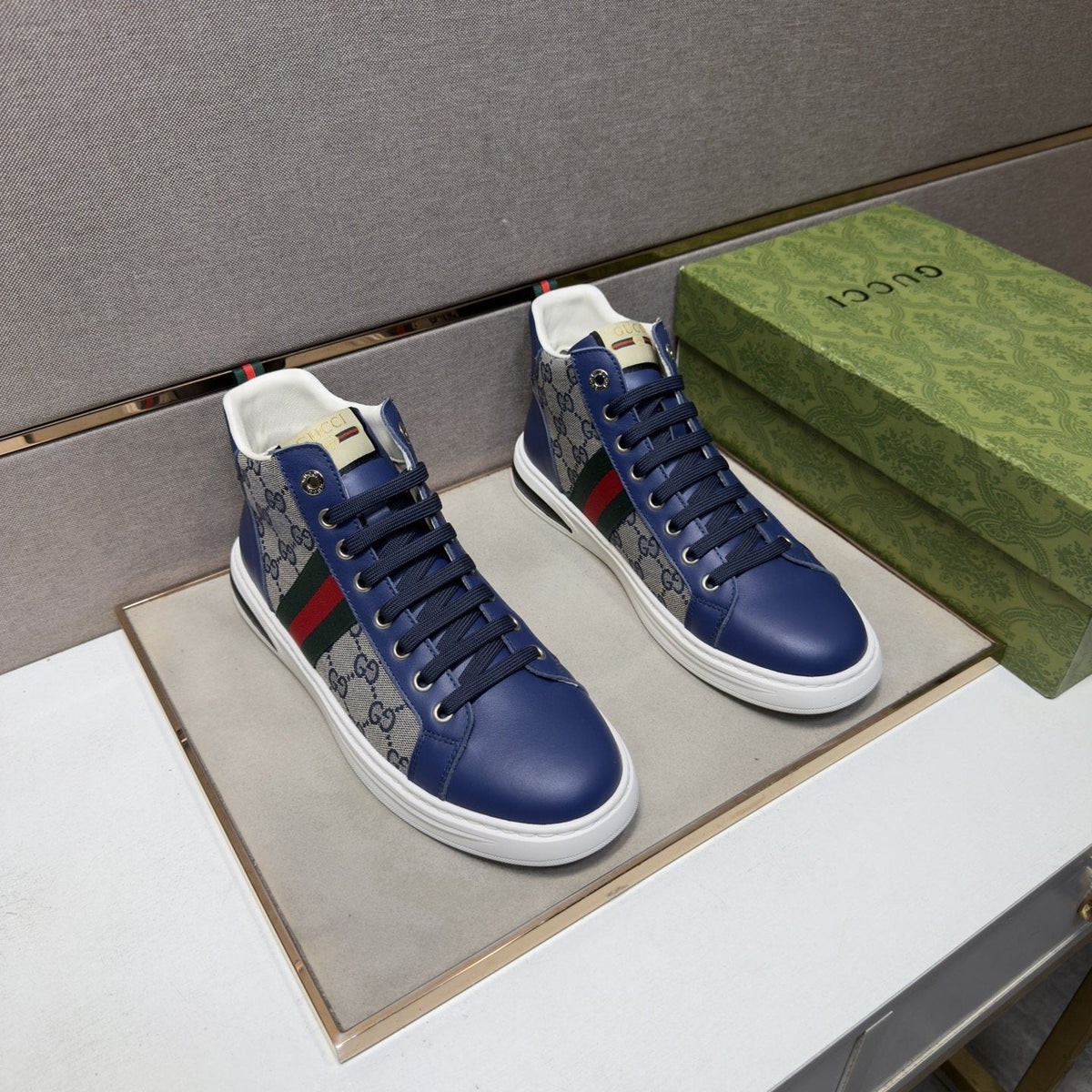 Gucci Men's Striped High-Top Sneakers
