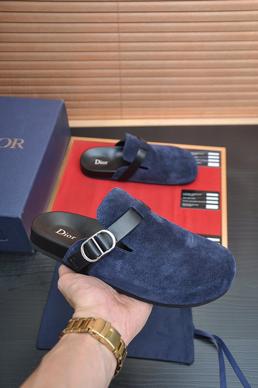 Dior Buckled Closed-Toe Mules