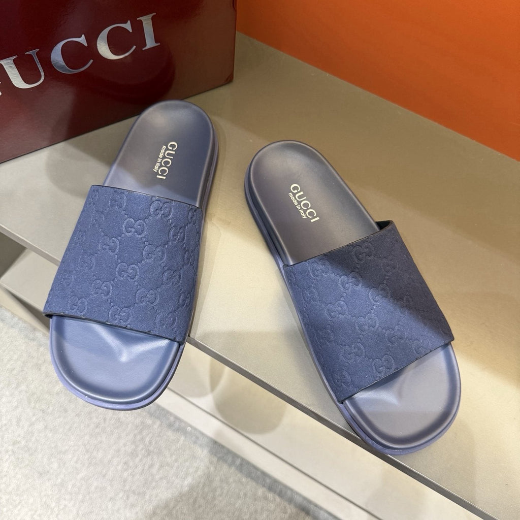Gucci Men's Embossed Strap Slide Sandals