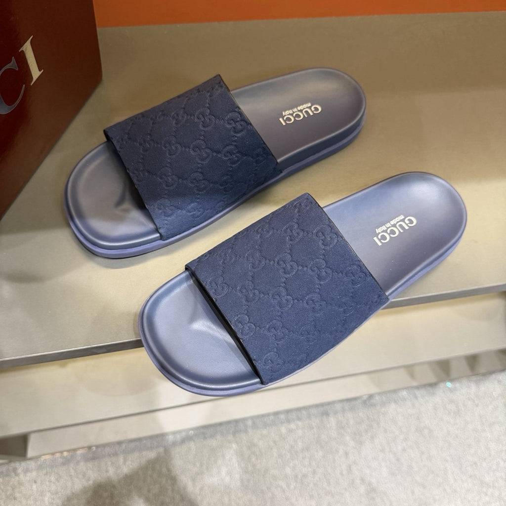 Gucci Men's Embossed Strap Slide Sandals