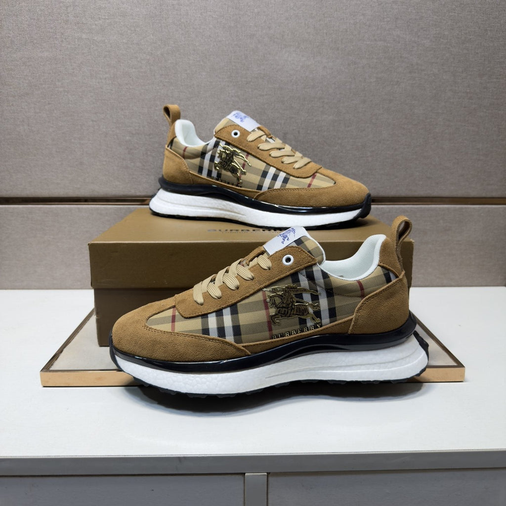 Burberry Men's Plaid Panel Sneakers - Padded Collar