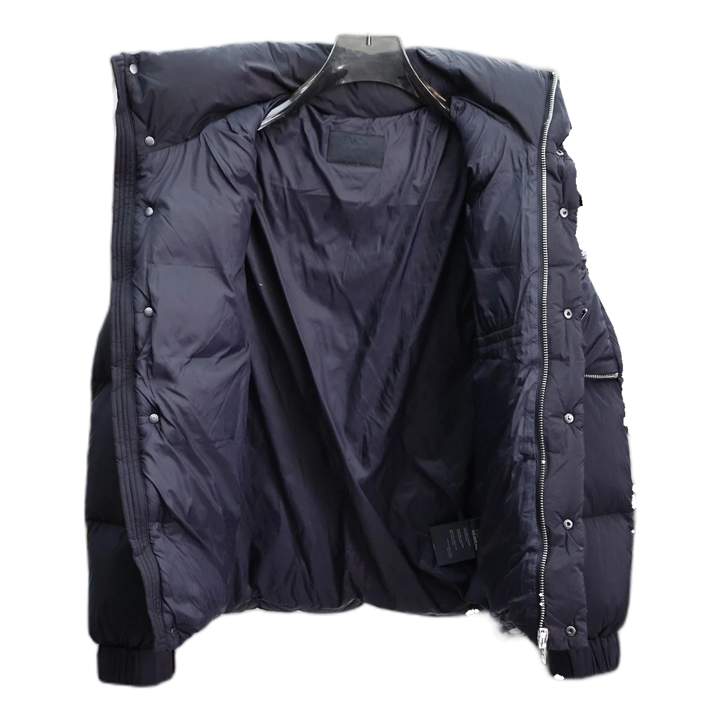 Prada Hooded Puffer Jacket with Signature Sleeve Pouch