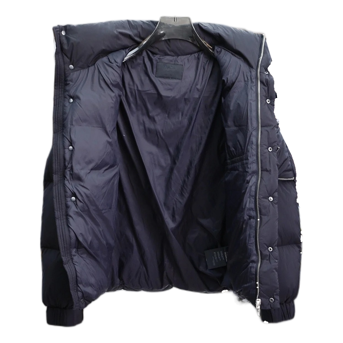 Prada Hooded Puffer Jacket with Signature Sleeve Pouch