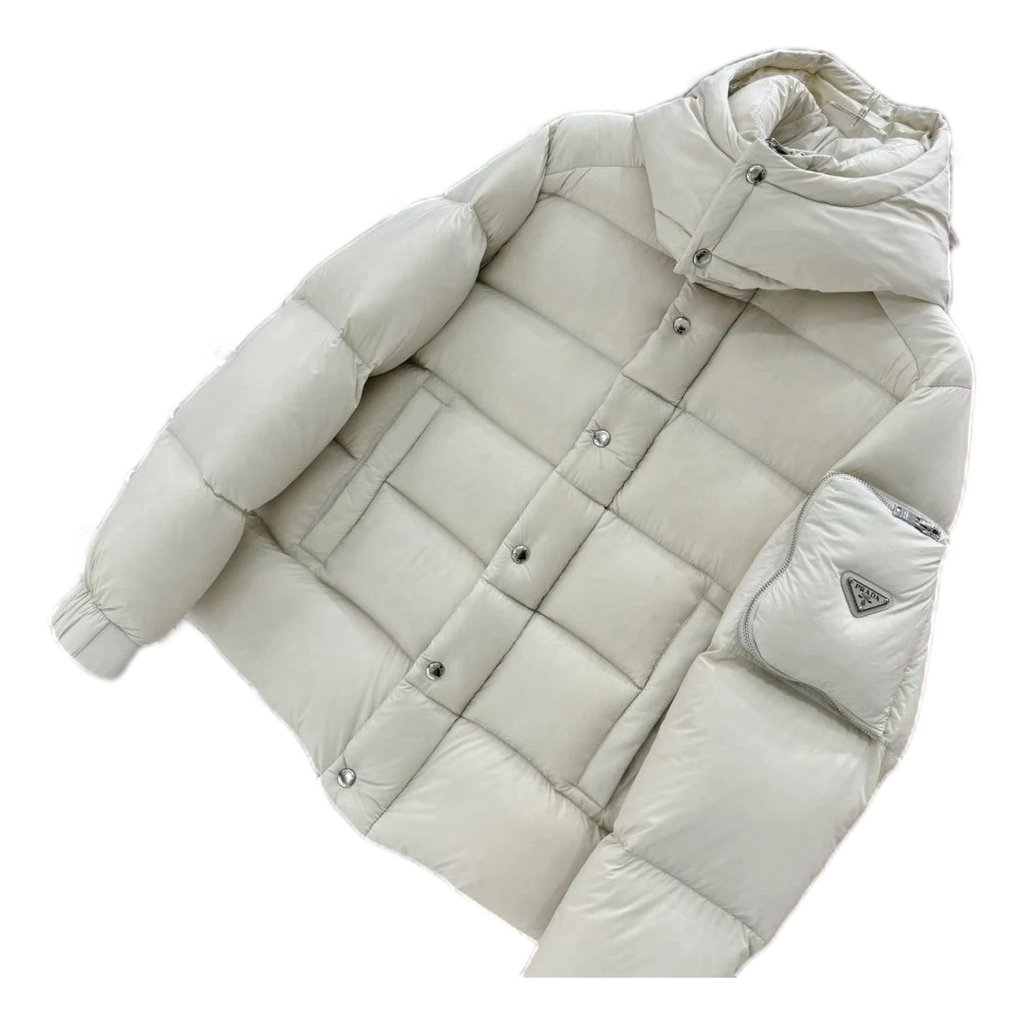 Prada Hooded Puffer Jacket with Sleeve Pouch – Luxury Edition