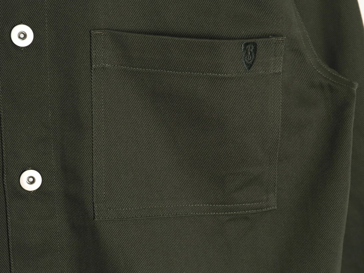 Burberry Shield-Detail Denim Shirt Jacket - Olive